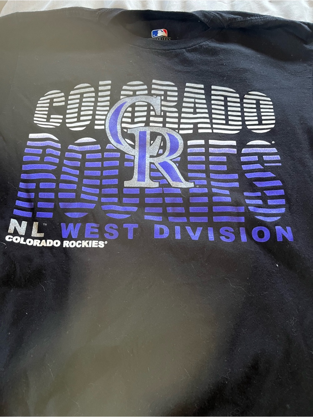Black Colorado Rockies Short Sleeve Tee with Purple Logo